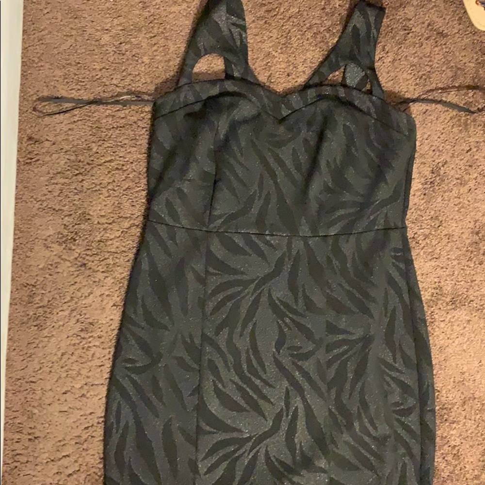 Forever 21 XL sparkle zebra print black dress used